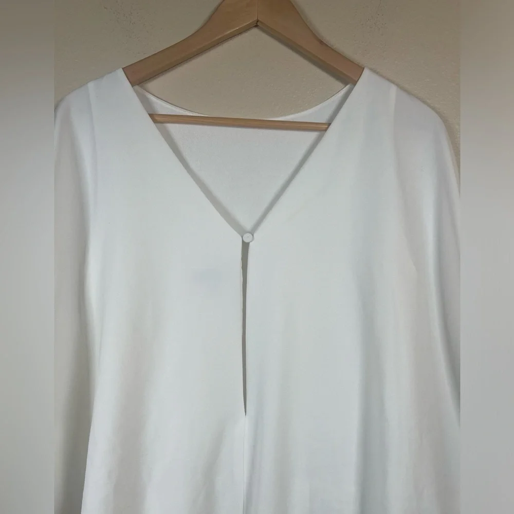 Halston Draped Sleeve Tapered Leg Crepe Jumpsuit White Size 0 - Picture 7 of 16